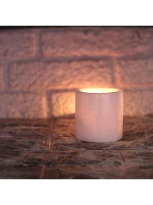 PremiumPort Beyaz Mermer Dekoratif Mumluk, Şamdan, Şık ve Zarif Tasarım