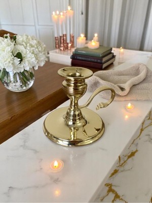 PremiumPort El Şamdanı, Pirinç Döküm, Orta Boy, Kanca Kulp, 9 x 8 cm