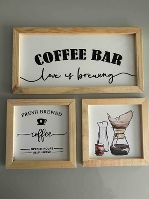 PremiumPort Kahve Temalı Ahşap Dekor, Şık ve Modern Mutfak Süslemesi