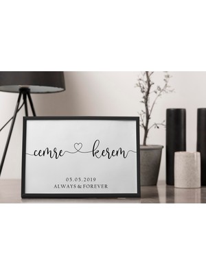 PremiumPort Şık Çiftli Çerçeveli Aile Yıldönümü Dekorasyon Tablosu