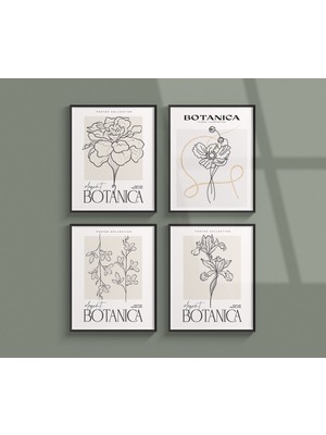 PremiumPort 4'lü Bohem Tarzlı Modern Duvar Sanatı Seti, Çerçeveli Dekorasyon