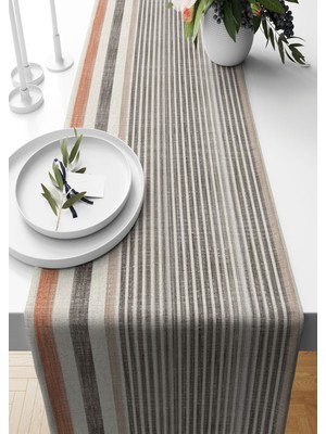 PremiumPort Runner Soft Çizgi Desenli Süet Dokuma, 140X40 Cm, Şık ve Dayanıklı Tasarım