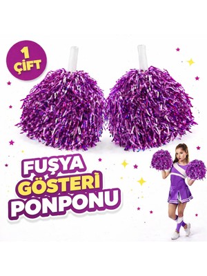 Ttt 1 Çift Fuşya Okul Gösteri Ponponları - Ekstra Dolgun
