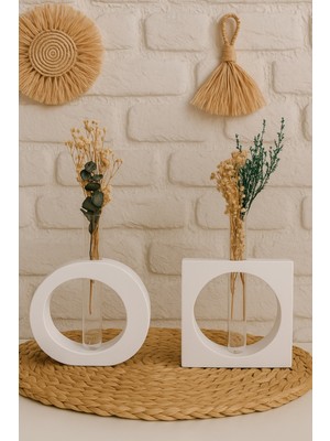 PremiumPort Oval ve Kare Tüplü 2'li Vazo Seti, Bohem ve Minimalist Dekorasyon