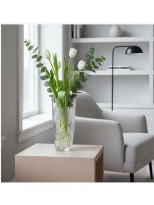 PremiumPort Şeffaf Kristal Vazo 17,5 Cm, Şık ve Zarif Dekorasyon Ürünü