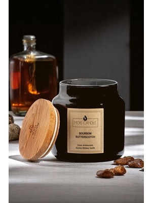 PremiumPort Siyah Ahşap Kapaklı Kokulu Mum, 700G, Şık ve Sıcak Atmosfer Yaratır