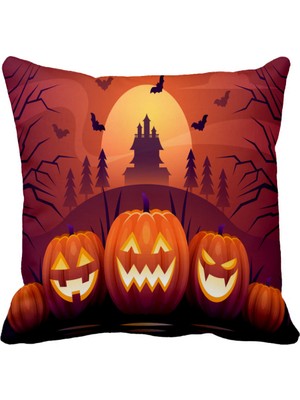 PremiumPort Eğlenceli ve Şık Dekoratif Cadılar Bayramı Kırlent Kılıfı Seti