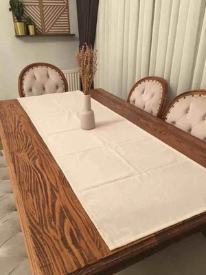 PremiumPort Düz Keten Otantik Runner 40X300, Şık ve Doğal Dekoratif Halı