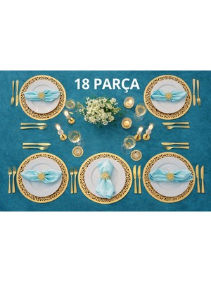 GezegenX Supla Takımı, Amerikan Servis Seti-18 Parça Sofra Sunumu, (6'lı Supla, 6'lı Bardaklık,6'lı Peçetelik