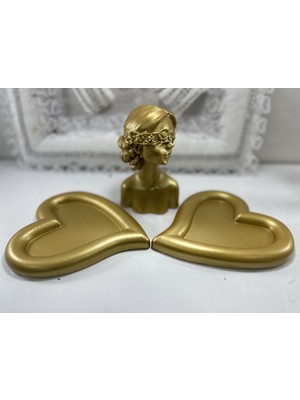 PremiumPort Çift Kalpli Çiçekli Kız Dekoratif Biblo, Şık ve Sevimli Tasarım