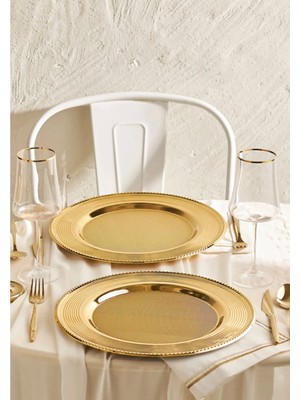 PremiumPort Şık Metal Supla Tabak, 35 Cm, Zarif ve Dayanıklı Eşya