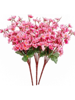 PremiumPort 3'lü Açık Pembe Bahar Dalı Saksı Vazo Dekor Seti