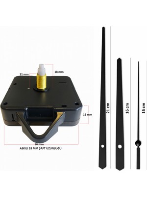 PremiumPort Sessiz 1. Sınıf Akar Saat Mekanizması 18MM Şaft Uyumlu Gümüş Renk