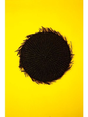 PremiumPort El Yapımı Siyah Hasır Duvar Dekoru, Amerikan Servis, 38CM Çap