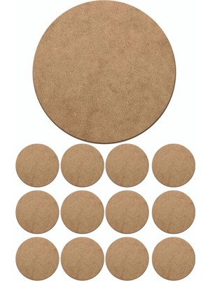 PremiumPort 12 Adet 33CM Ham Mdf ve 10CM Ahşap Supla ile Bardak Atlığı Seti