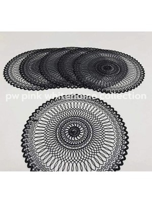 PremiumPort Kordon Işlemeli Supla, 38 Cm, Yuvarlak, 6'lı Set, Modern ve Şık Tasarım