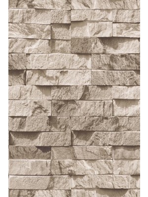 PremiumPort Bej Renkli Yığma Taş Desenli Duvar Kağıdı, Şık ve Doğal Görünüm