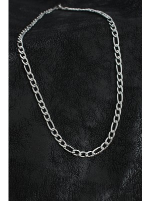 MiraLive 316L Çelik Kalın Figaro Zincir Model Gümüş Renk Erkek Kolye - TJ-ERK1394