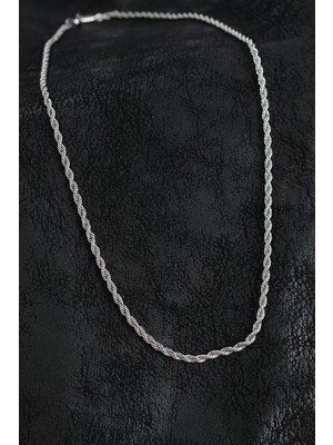 MiraLive 316L Çelik Burgu Zincir Model Gümüş Renk Erkek Kolye - TJ-ERK1401