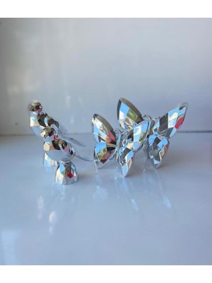 PremiumPort Şık Dekoratif 2'li Kelebek ve Kuş Biblo Takımı, Evine Zarif Dokunuş