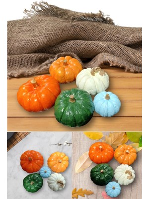 PremiumPort Renkli Vernikli Dekoratif Kabak 5'li Set, Şık ve Canlı Dekorasyon Parçası