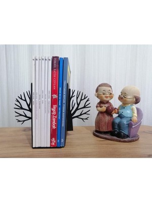 PremiumPort Modern Metal Hayat Ağacı Kitap Desteği Çiftli Set, Şık ve Dayanıklı
