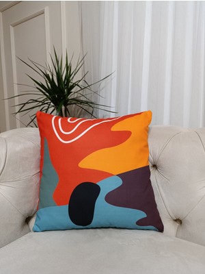 PremiumPort Renkli Geometrik Desenli Çift Taraflı Mikro Petek Kırlent Kılıfı