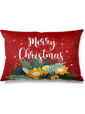PremiumPort Dikdörtgen Çift Taraflı Süet Noel ve Yılbaşı Desenli Kırlent Kılıfı