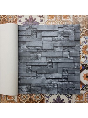 PremiumPort 3D Taş Tuğla Desenli Duvar Kağıdı 5m², Tutkal Hediye