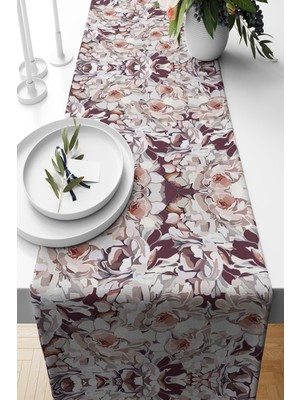 PremiumPort Desenli Süet Dokuma Runner, 140X40 Cm, Şık ve Zarif Tasarım