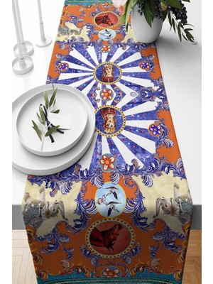 PremiumPort Rokoko Desenli Süet Dokuma Koşu Halısı 140X40 Cm, Şık ve Fonksiyonel