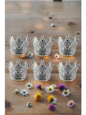 PremiumPort 6'lı Kristal Mumluk ve Küllük Seti, Şeffaf ve Zarif Tasarım