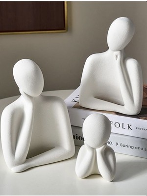 PremiumPort Şık 3'lü Minimal Insan Figürü Seti, Modern Dekor Için Zarif Seçenek
