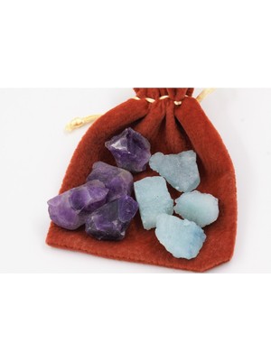 PremiumPort Doğal Ametist ve Akuamarin Taşı Seti, 10-20G, Işlenmemiş ve Parlak Doğal Taşlar