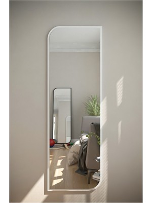 PremiumPort Beyaz Çapraz Oval Dekoratif Boy Aynası 40X120 Cm, Şık ve Modern Tasarım