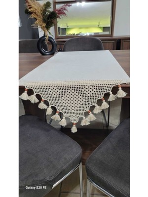 PremiumPort El Dantelli Pamuklu Bohem Keten Masa Örtüsü 50X120