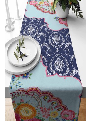 PremiumPort Şık Dantel Desenli Süet Dokuma Runner 140X40 Cm, Ev Dekorasyonu Için Şıklık