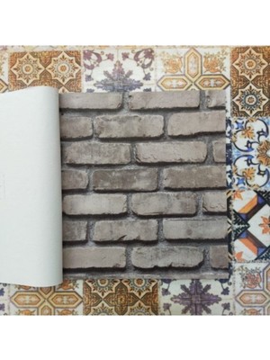 PremiumPort 3 Boyutlu Taş Tuğla Desenli Duvar Kağıdı 5m², Tutkal Hediye