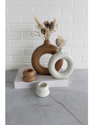 PremiumPort Bohem Tarz Dekoratif Vazo ve Mumluk Seti, Şık ve Zarif Tasarım