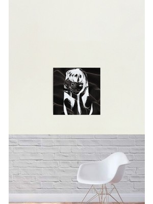 PremiumPort Soyut Ses Dalgaları Temalı Ahşap Poster, Korku Manga Sanatı Dekoru