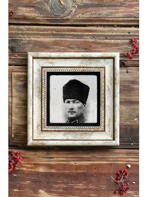 PremiumPort Şık Taşlı Çerçeveli Duvar Dekoru 20X20CM, Atatürk Temalı Tablo