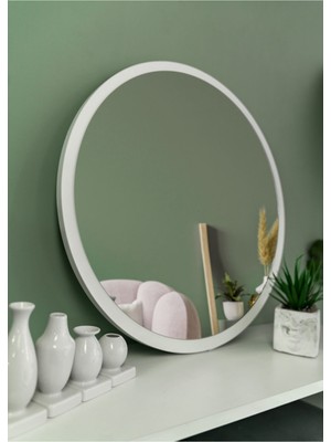 PremiumPort 45 cm Beyaz Dekoratif Yuvarlak Aynalı Duvar Süsü