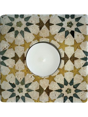 PremiumPort Açık Renk Doğal Taş Mumluk, Şık ve Zarif Dekorasyon Parçası