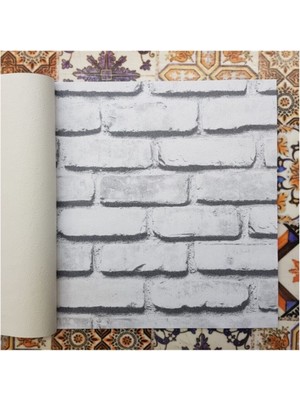 PremiumPort 3 Boyutlu Taş Desenli Duvar Kağıdı 5m², Tutkal Hediye