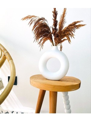 PremiumPort Beyaz Bohem Şık Tekli Vazo, Modern Dekoratif Tasarım