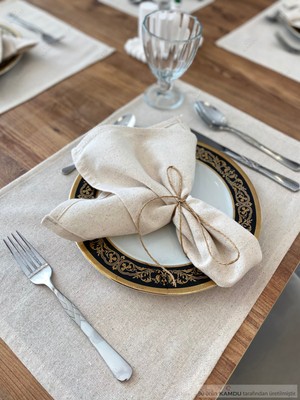 PremiumPort Pamuk Ham Keten Servis Peçetesi 30X30CM, 4'lü Set, Şık ve Kullanışlı