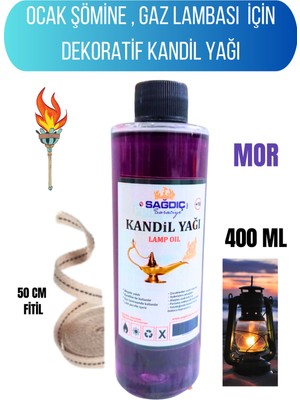 PremiumPort Kandil Yağı Kokusuz Dumansız Iç Mekan Sıvısı 400ML +50CM Fitil