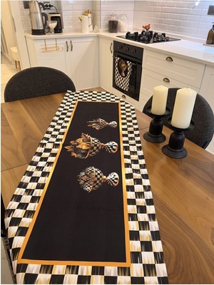 PremiumPort Kabak Desenli Dama Mutfak Seti, Runner ve Fırın Örtüsü Hediye