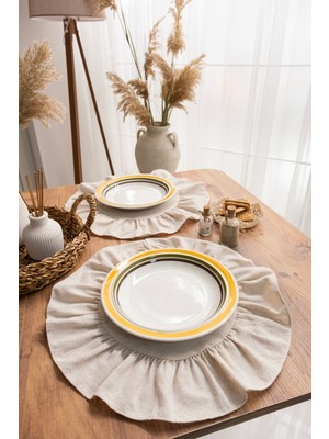 PremiumPort Fırfırlı Keten Amerikan Servisi 40X40 Cm, Şık ve Kullanışlı Çift Paket