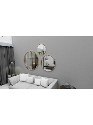 PremiumPort Şık Yuvarlak Ayna Seti, Modern ve Şık Duvar Dekoru, Banyo ve Salon Için